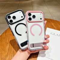 Coque de téléphone transparente personnalisée avec béquille pour iPhone 18 Pro Max, bande latérale antidérapante, protection arrière pour téléphone portable