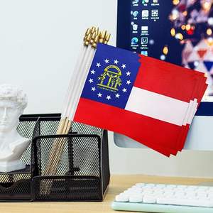 Poliéster logotipo personalizado Georgia miniatura palo de mano en miniatura portador de bandera sostiene ondeante bandera con poste de plástico o madera - Product Image 5