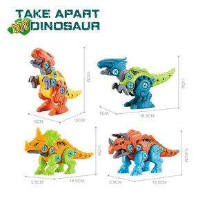 Ensemble de jouets d'assemblage de dinosaures STEM avec tournevis électrique manuel, 4 modèles, accessoires de scène, seau de rangement, cadeau pour enfants pour développer la motricité fine - Product Image 2