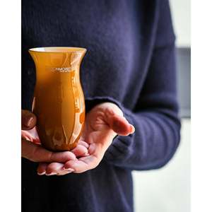 <b>Small</b> Artisanal <b>Vase</b> Nason Moretti Colored Murano Glass Mod Antares Orange Red Mustard 6.5cm X 11cm - Product Image 1