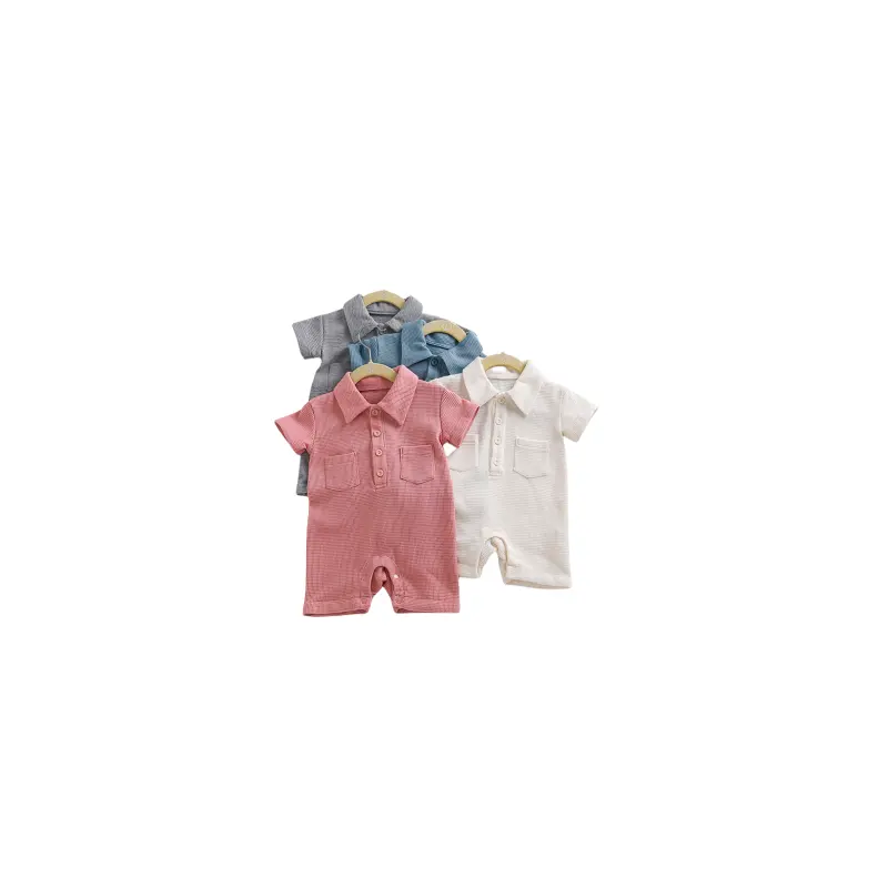 Macacão de bebê de manga curta de algodão para recém-nascidos, macacão personalizado de verão