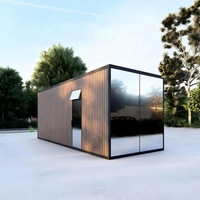 Rumah Kontainer Prefabrikasi Modern Desain Kaca Temper Berkualitas Tinggi untuk Villa, Kantor, Dapur, Solusi Model 3D