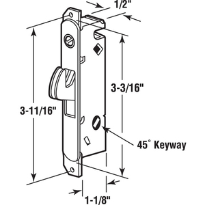 榫眼滑动玻璃天井门把手组，右手或左手可逆，白色压铸，3 15/16英寸安装孔 - Product Image 3