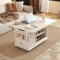 Table basse en bois massif économique et durable ; hauteur réglable, table basse multifonctionnelle pour salon, table d'appoint pour la maison