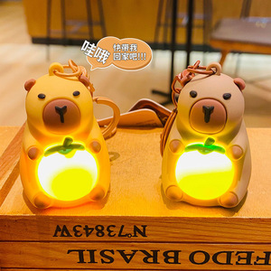Wholesale Cute Capybara <b>Doll</b> Keychain Cartoon Style Animal Pattern Rubber Car Pendant Safe Bag <b>Accessories</b> for Camping Lighting - Product Image 4