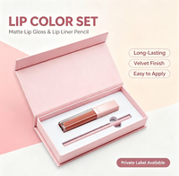 Coffrets Cadeaux Maquillage Naturel en Gros – Boîte Rose – Kit Crayon à Lèvres et Gloss – Fournisseur Marque Privée – Rouge à Lèvres Liquide et Crayon à Lèvres
