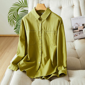 <span class=keywords><strong>Camicia</strong></span> <span class=keywords><strong>Bianca</strong></span> in Cotone da Donna a Maniche Lunghe, Nuova Collezione Primavera 2026, Top Basico a Mezza Lunghezza, Blusa in Cotone per il Lavoro - Product Image 4