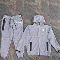 Jaket Hoodie Tech Fleece Logo Gaya Baru Setelan Olahraga Dua Potong Pria, Baju Olahraga Kasual, Setelan Pria, Sweatshirt