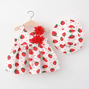 Summer Toddler Girl Clothes Set Baby Beach <strong>Dresses</strong> Cute Bow Plaid Sleeveless Cotton Newborn <strong>Princess</strong> <strong>Dress</strong>+Sunhat 2PCS Set - Product Image 1
