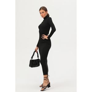 Women's Half Turtleneck <b>Corset</b> Fabric Dress <b>Tight</b> Waist Long Sleeve Regular Fit Daily Wear 135cm Length - Product Image 1