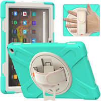 Étui de protection antichoc robuste pour tablette Kindle Fire HD 10 10,1 pouces avec protection d'écran intégrée et bandoulière