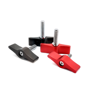 אלומיניום סגסוגת ראש נירוסטה מוט M5 מסתובב ידית ידית אגודל מנוף בורג T בצורת 17mm עבור מוט מהדק אדום - Product Image 1