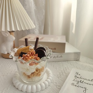 Glass <b>Cup</b> Dessert Scented Candle Simulation Fruit Yogurt Ice Cream Soy Wax Decor Gift - Product Image 1