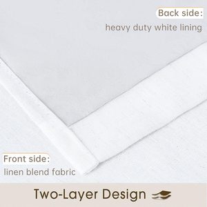 ผ้าม่านลินิน100% ธรรมชาติขนาด40 "Wx96" สำหรับห้องนั่งเล่นบ้านไร่รักษาหน้าต่างกันความร้อนม่านอุ่น - Product Image 2