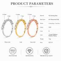 Bague éternité en moissanite 6A+ VVS1 couleur D en argent sterling 925, taille ronde et baguette, cadeau pour femme
