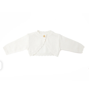 Ensemble personnalisé pour nouveau-né fille : <span class=keywords><strong>cardigan</strong></span> en tricot 100 % coton biologique à bordure festonnée et chaussons, vêtements tricotés pour bébé - Product Image 4