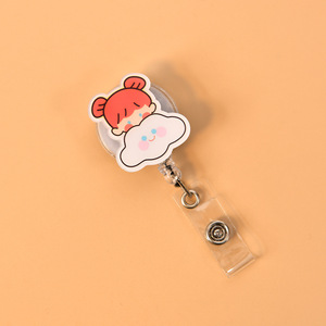 Wholesale Plastic Crafts Eco-friendly Most Popular Custom Printed Cartoon Retractable Acrylic Badge Reels Badge Holders