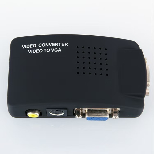 BNC S-Video Av to VGA Video Converter Adapter with Braid Shielding for DVD Player Projector & Computer