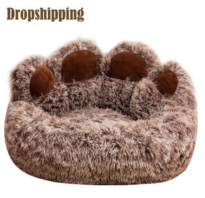 Groothandel Comfortabele En Gezellige Donut Hondenmand Met Bolster Hondenbed Kat Huisdier Sofa Schattige Beer Paw Vorm - Product Image 1