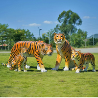 Grandes sculptures d'animaux pour parc de vacances en plein air, accessoires de décoration artificielle réaliste, statues de léopard réalistes en fibre de verre grandeur nature