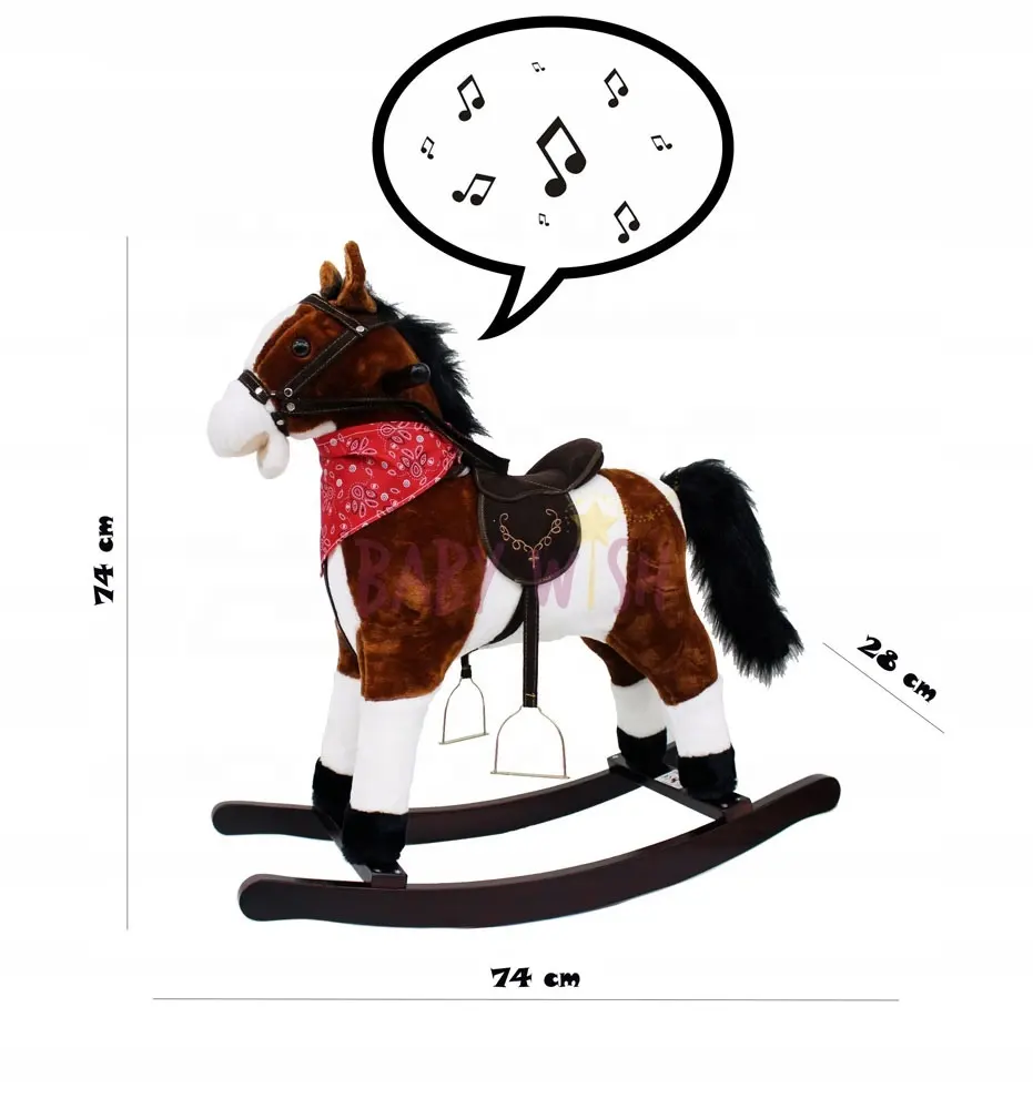 ICTI Kiểm Toán Thời Trang Mới Mix-Color Plush Rocking Horse FL090-MX, Rocking Horse Cho Trẻ Em