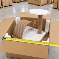 Árbol para Gatos Pequeño de Corcho, Poste Individual Semicircular con Parte Superior de Felpa, Poste Rascador Corrugado, 420 x 410 x 440 mm