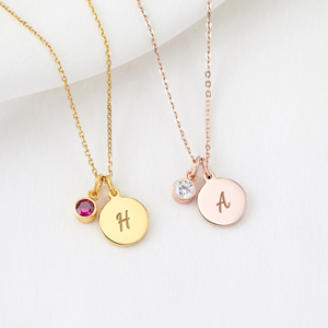 Collier personnalisé en acier inoxydable avec pendentif en forme de cœur, d'étoile, de fleur, de couronne, de papillon, gravable avec initiales et pierre de naissance, <span class=keywords><strong>cadeau</strong></span> pour <span class=keywords><strong>maman</strong></span> - Product Image 6