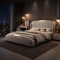 Base de Cama con Plataforma Beige, Diseño en Cuero Sintético, para Colecciones de Dormitorios y Hogares