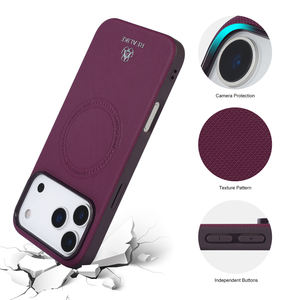 Étui de téléphone en cuir PU motif Saffiano, design magnétique sans fil élégant et fin, pour iPhone 17 Pro Max et <span class=keywords><strong>Samsung</strong></span> S25 - Product Image 3