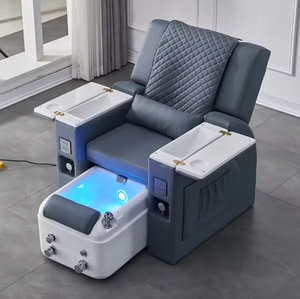 Silla de Manicura Reclinable Rosa con Luces LED, Silla de Pedicura de Lujo con Masaje para Salón de Belleza - Product Image 6