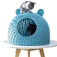 Lit pour chat en osier en forme d'oreille, très populaire, pour chats d'intérieur, nid respirant tressé à la main pour le repos estival