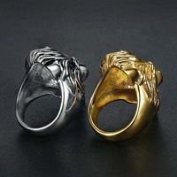 Nouvelle bague épaisse classique en acier inoxydable plaqué or en forme de lion pour homme, idéale pour les fiançailles et les soirées