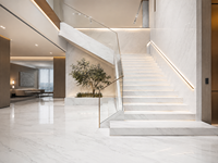 Dalles de marbre blanc veiné de Chine pour les sols des halls d'hôtel, les plans de travail de cuisine, les dessus de vanité de salle de bain et les escaliers