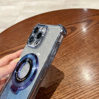 Coque de téléphone pour iPhone 16 15 Pro Max, anneau magnétique, béquille, matériau TPU, électroplaté, cadre de protection contre les chocs pour appareil photo, téléphone