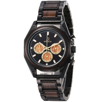 ROYAL BEAR Montre chronographe à quartz classique pour homme, logo personnalisé, fabrication artisanale, verre, design vintage, résistante à l'eau, bracelet en bois