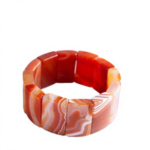 Handmade Geometric Agate Resin <b>Bracelet</b> Stylish Classic Unisex Fashion Bangle <b>Red</b> Orange White Patterned Stone Jewelry Woman - Product Image 5