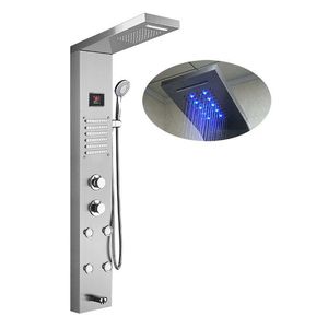 Panel de Ducha con Pantalla de Temperatura, Luz LED, Acero Inoxidable 304, Juego de Ducha Cuadrado, Forma Rectangular, Duradero - Product Image 4