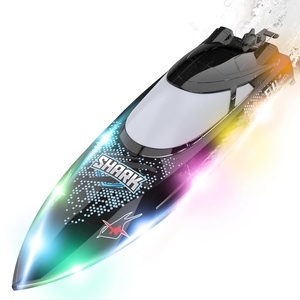 Bateau de course RC V006 2,4 GHz avec 7 lumières LED colorées, contrôle 4 canaux, portée de 150 m, piles incluses pour les jeux aquatiques en extérieur - Product Image 1