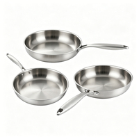 Juego de Sartenes Inox de 3 Piezas, Sartenes Inox de 20, 24 y 28 cm, 3 Niveles, en Acero Inoxidable, Compatibles con Todo Tipo de Fuegos: Inducción, Gas, Eléctrico