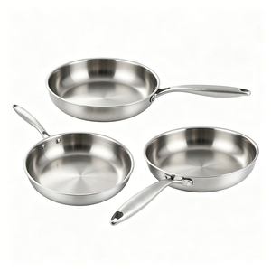 Juego de Sartenes Inox de 3 Piezas, Sartenes Inox de 20, 24 y 28 cm, 3 Niveles, en Acero Inoxidable, Compatibles con Todo Tipo de Fuegos: Inducción, Gas, Eléctrico - Product Image 1