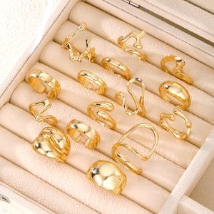 Trendy Gold Plated Geometric Chunky <strong>Rings</strong> Set for Women High Quality Women Fashion Jewelry <strong>Thick</strong> Chunky Finger <strong>Rings</strong> - Product Image 5