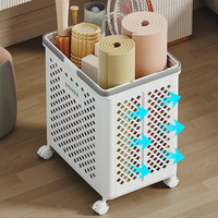 Panier à linge pliable COIZY, organisateur de rangement, panier à linge en plastique durable et pliable avec poignée de transport et roulettes