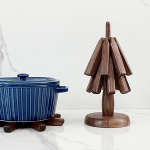 Solid Wood Tree Coaster Set Black Walnut Geometric Shape Multi Functional Desk Ornament Christmas Home <b>Decor</b> - Product Image 4