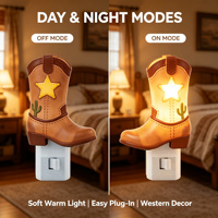 Lampe de nuit LED en forme de botte de cowboy western 360 ° Lampe murale décorative rotative, décoration intérieure, veilleuse, vente en gros d'usine, cadeau OEM