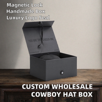 Caixa de Chapéu de Cowboy Personalizada em Papelão Rígido com Fecho Magnético e Forro de Espuma
