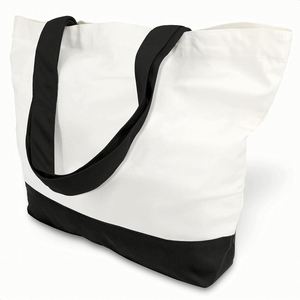 Custom DIY Design Beach Picnic Fitness Grocery Shopping Shoulder Black White Mix Color <b>Large</b> 12 oz Cotton <b>Canvas</b> Tote <b>Bag</b> - Product Image 1