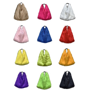 <span class=keywords><strong>Sac</strong></span> à <span class=keywords><strong>main</strong></span> trapèze ouvert en <span class=keywords><strong>fausse</strong></span> <span class=keywords><strong>fourrure</strong></span> de mouton de Mongolie de luxe pour femmes - Product Image 2