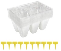 6 cellules/12 cellules par plateau jardinière pépinière plastique Transparent plateaux de démarrage de semis 25 paquets livré avec 10 étiquettes