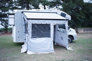 Grande <span class=keywords><strong>auvent</strong></span> de <span class=keywords><strong>caravane</strong></span> manuelle imperméable de 4 m avec panneaux latéraux et pièce privée pour le camping pour 3-4 personnes - Product Image 2