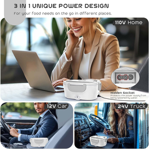 Boîte à lunch électrique chauffante portable pour enfants, avec doublure en acier inoxydable, 110v/12v, pour voiture, bureau, avec sac de transport - Product Image 5